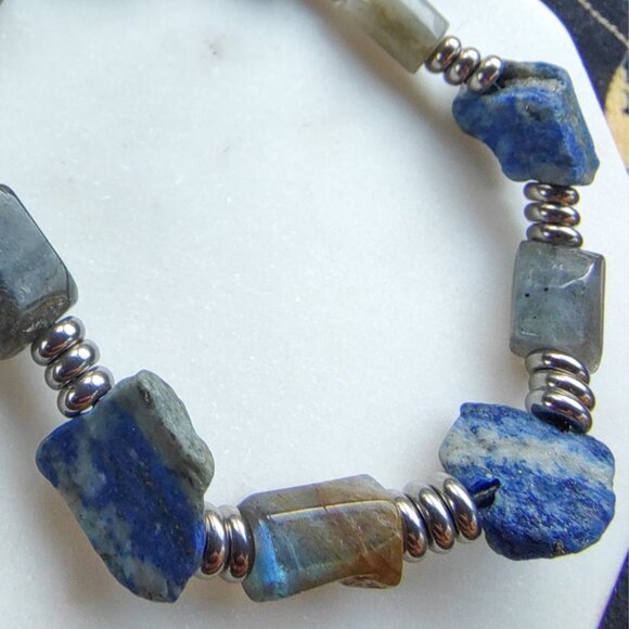 “Fomalhaut” Constellarium Bracelet | Labradorite & Lapis Lazuli | Adjustable | - Picture 5 of 7